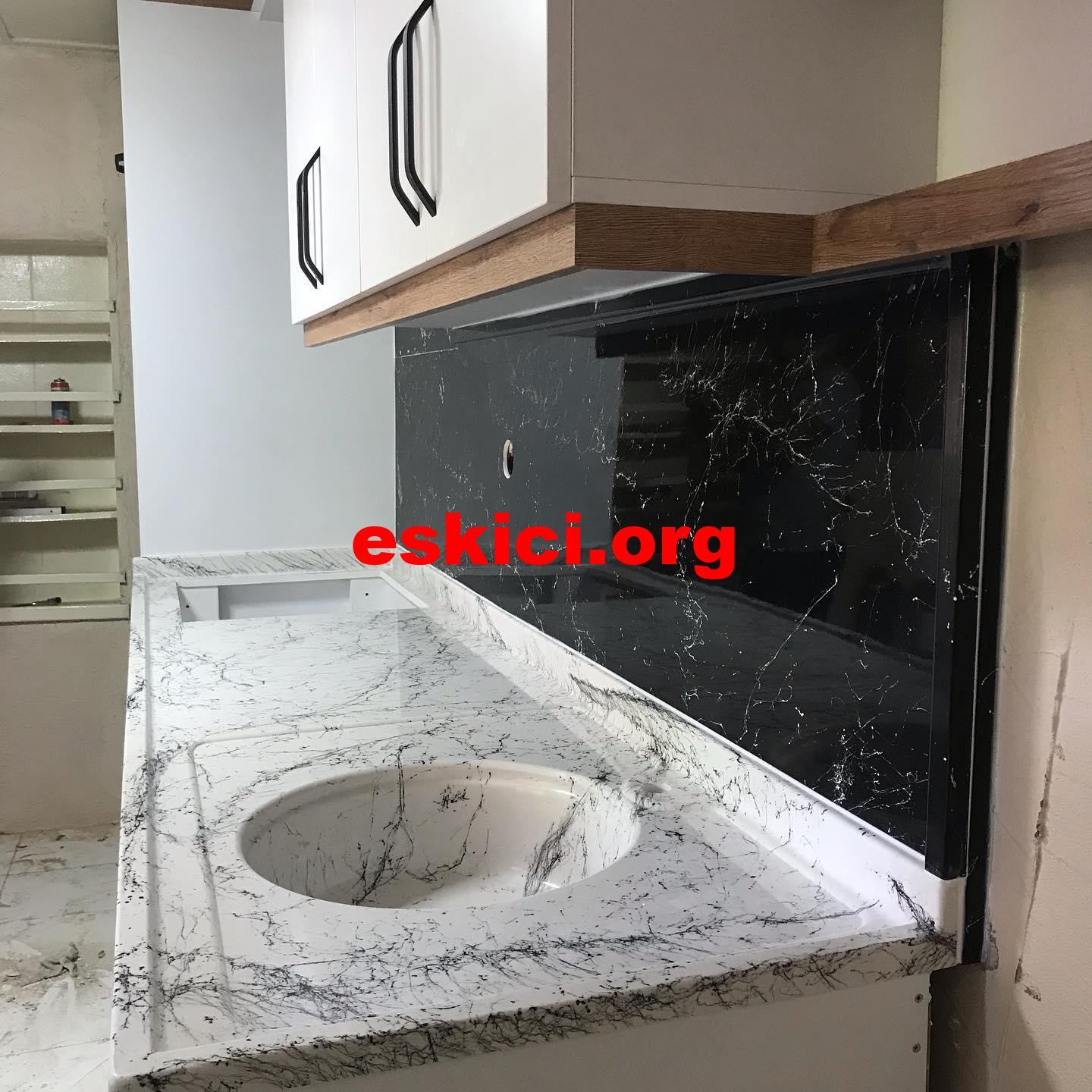 Çıkma mutfak tezgahı mermer kaliteli şık mermer tezgah