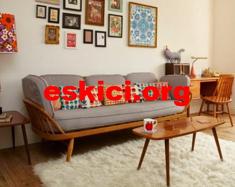 Eski vintage koltuk takımı berjer üçlü koltuk retro